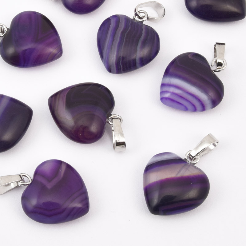 Підвіска Серце, Натур. камінь Агат фіолетовий, 18х15х10 мм (POD-057900)