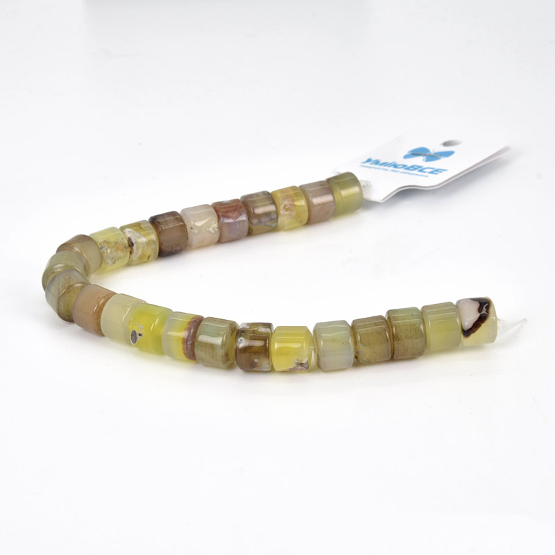 Намистини Агат зелений, Натур. камінь, 10х7 мм, Циліндр, 19 см (BUS-057983)