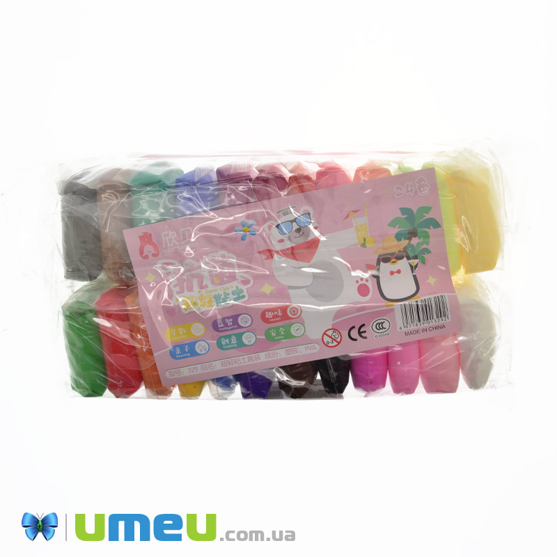 Набор воздушного пластилина со стеками, 24 цвета (GLN-041103)