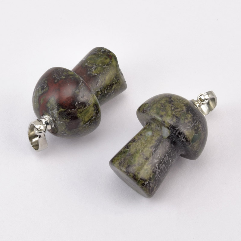 Підвіска Грибочок, Натур. камінь Яшма Кров дракона, 25х15 мм (POD-058599)