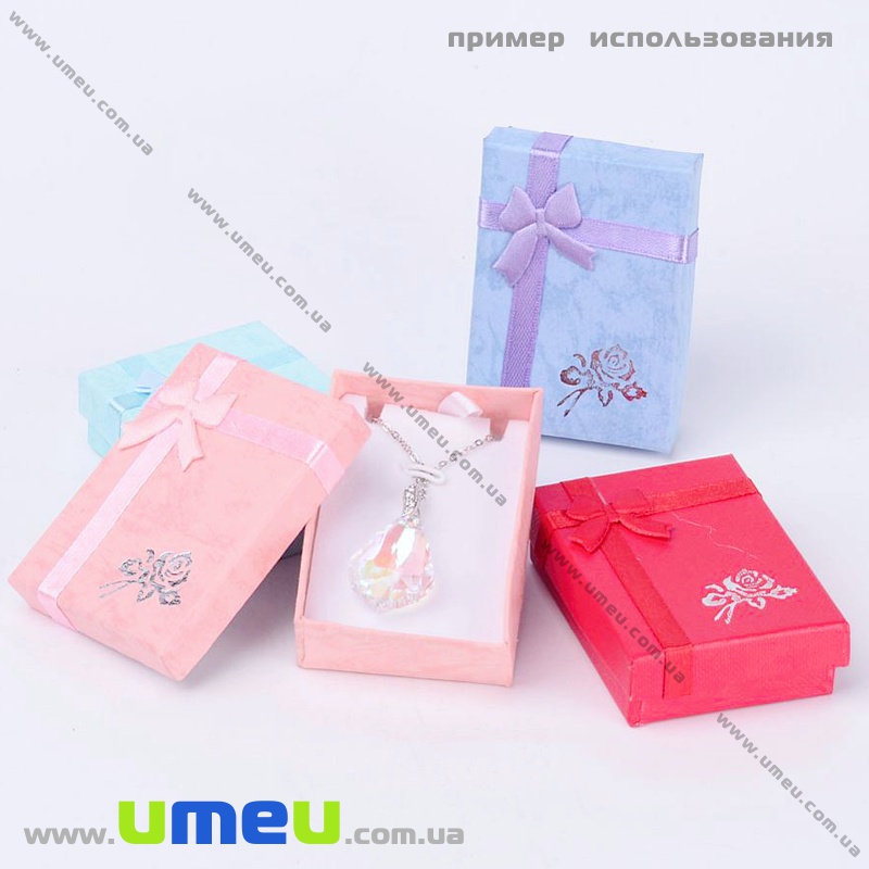 Подарочная коробочка Прямоугольная с розочкой, 7х5х2 см, Красная (UPK-035776)