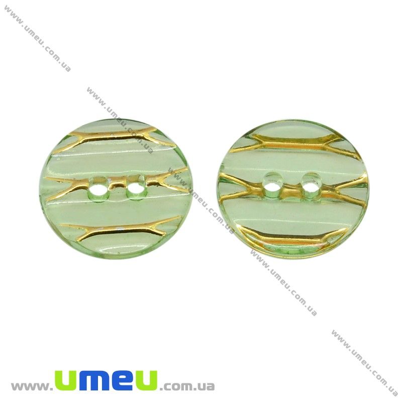 Пуговица пластиковая Круглая, 13 мм, Зеленая (PUG-013023)