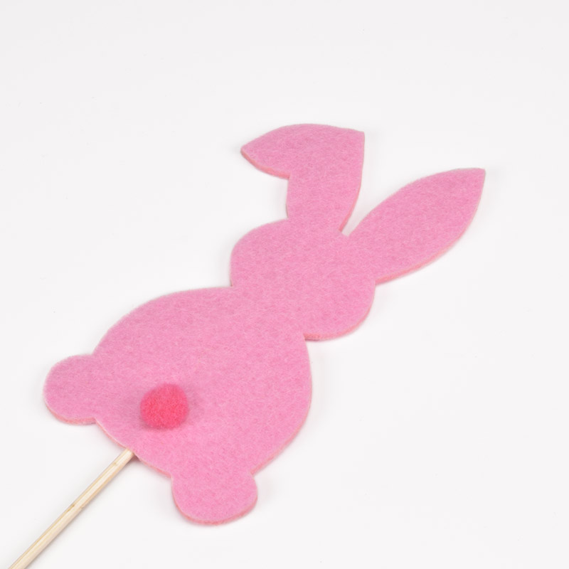 Декоративное изделие из фетра топер "Кролик", 12х6 см, Розовый (FLT-057007)