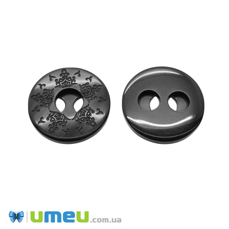 Пуговица пластиковая Круглая, 28 мм, Черная (PUG-046565)