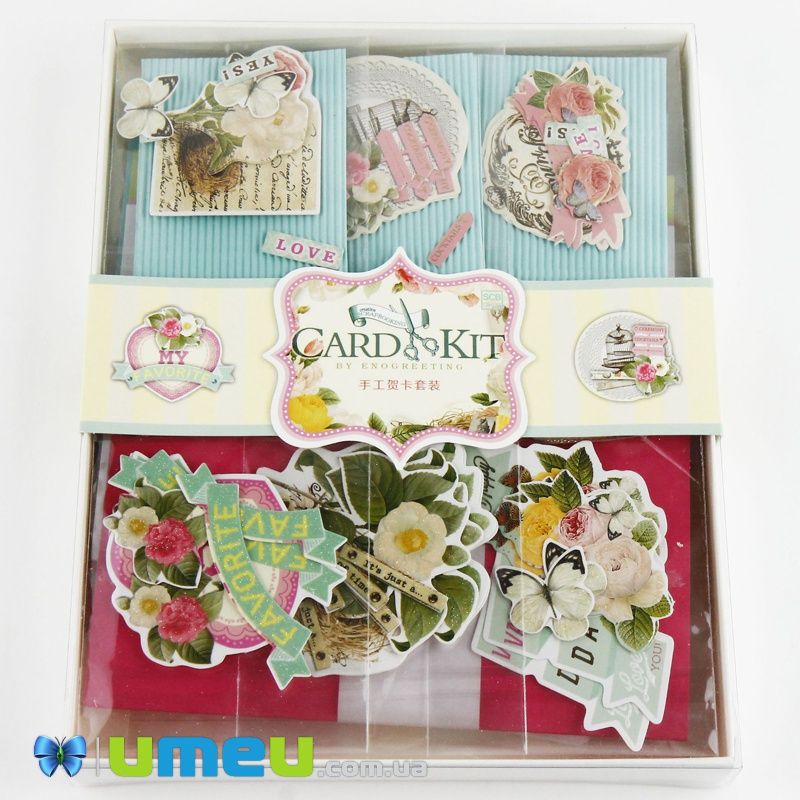 Набір скрапбукінгу для виготовлення 6-ти міні-листівок з конвертами (DIF-032802)