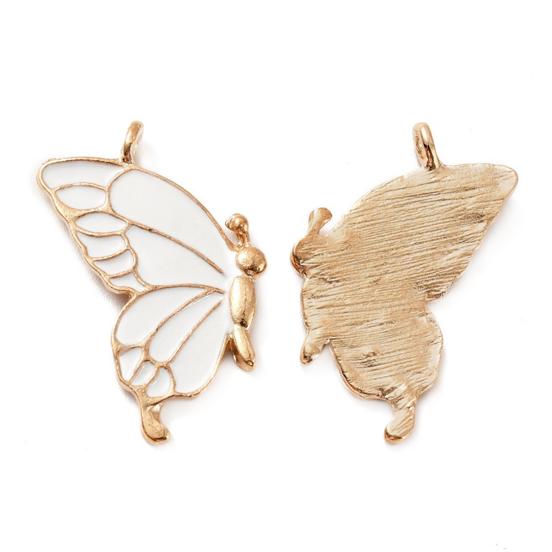 Підвіска метал. Метелик парний білий, 34х32 мм, Золото (POD-053765)