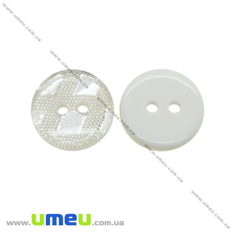 Пуговица пластиковая Круглая, 13 мм, Белая (PUG-016468)