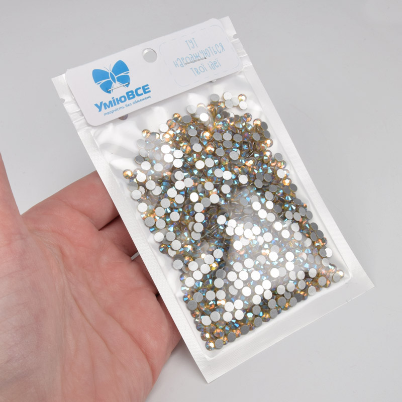 Стрази плоскі SS16 (3,8 мм), Бежеві AB (STR-061344)