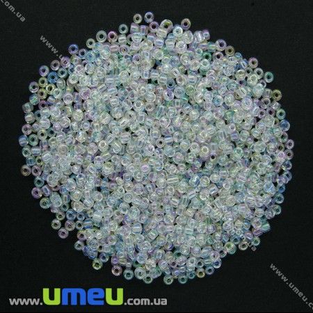 Бисер китайский средний, 8/0, Прозрачный АВ, 3 мм (BIS-007994)