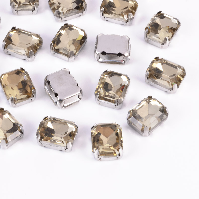 Шатон прямокутний, 10х8 мм, Темне срібло, Бежевий (KAB-052905)