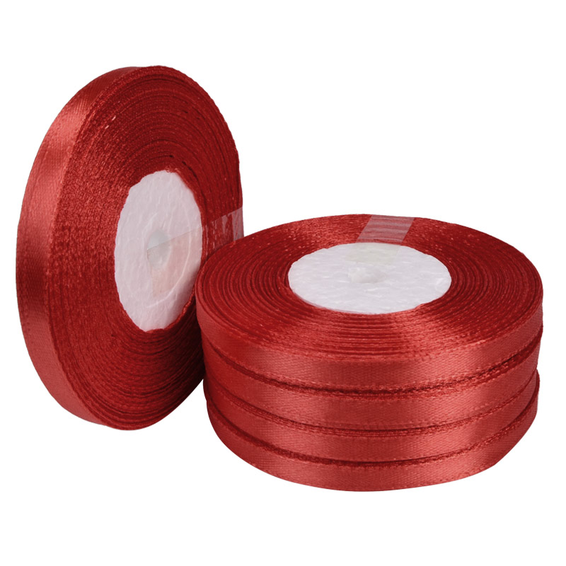 Атласна стрічка, 6 мм, Червона (LEN-056727)