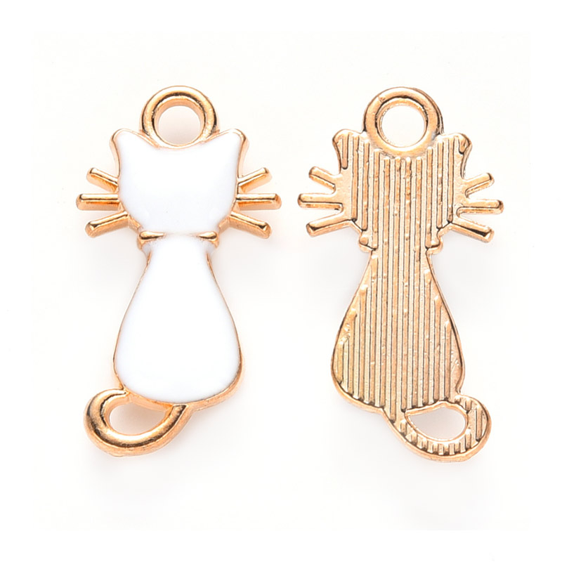 Підвіска метал. Котик білий, 21х12 мм, Золото (POD-053880)