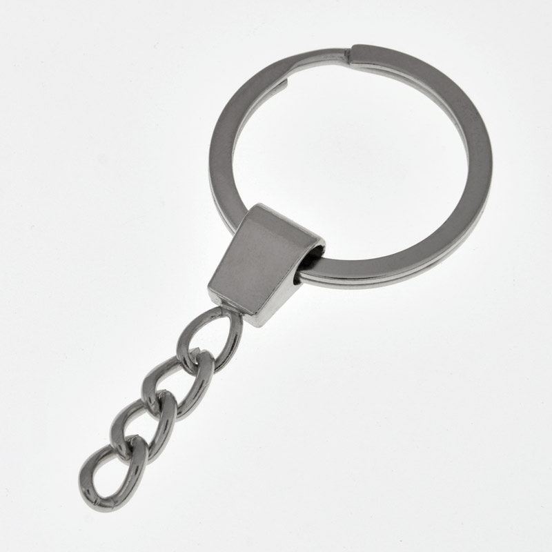 Кільце для ключів з ланцюгом, Темне срібло, 30 мм, 60 мм (OSN-059395)