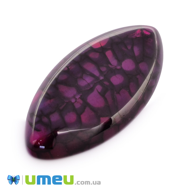 Кабошон нат. камінь Агат Бразильський малиновий, Човен, 39,4 х19,8 мм (KAB-042785)