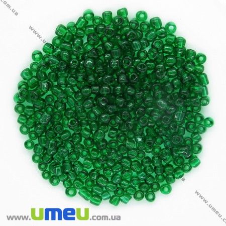 Бісер китайський великий, 6/0, Зелений прозорий, 4 мм (BIS-000626)