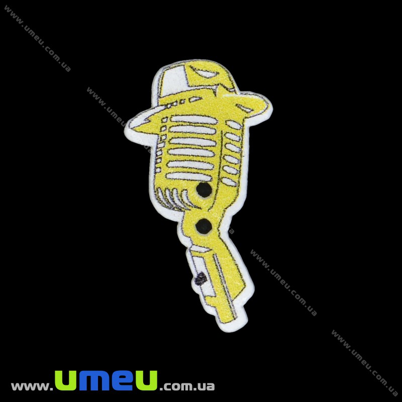Декоративный пришивной элемент Микрофон, 28х15 мм, Желтый (DIF-033473)