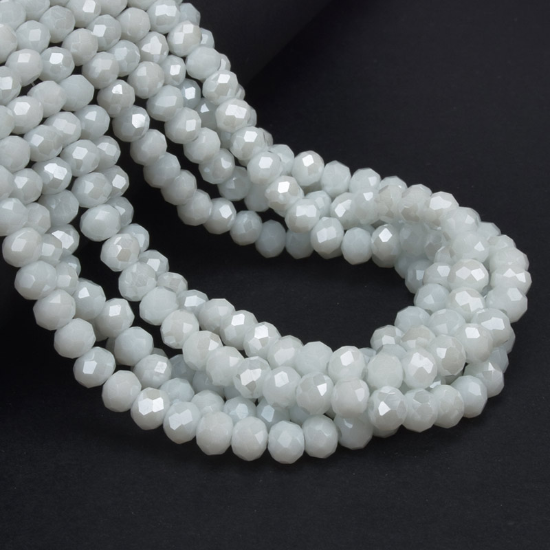 Бусины рондели, 6х5 мм, Белые АВ (BUS-057094)