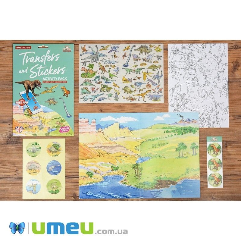 Набор переводных наклеек Scribble Down с онлайн приложением Динозавры (DIF-043420)