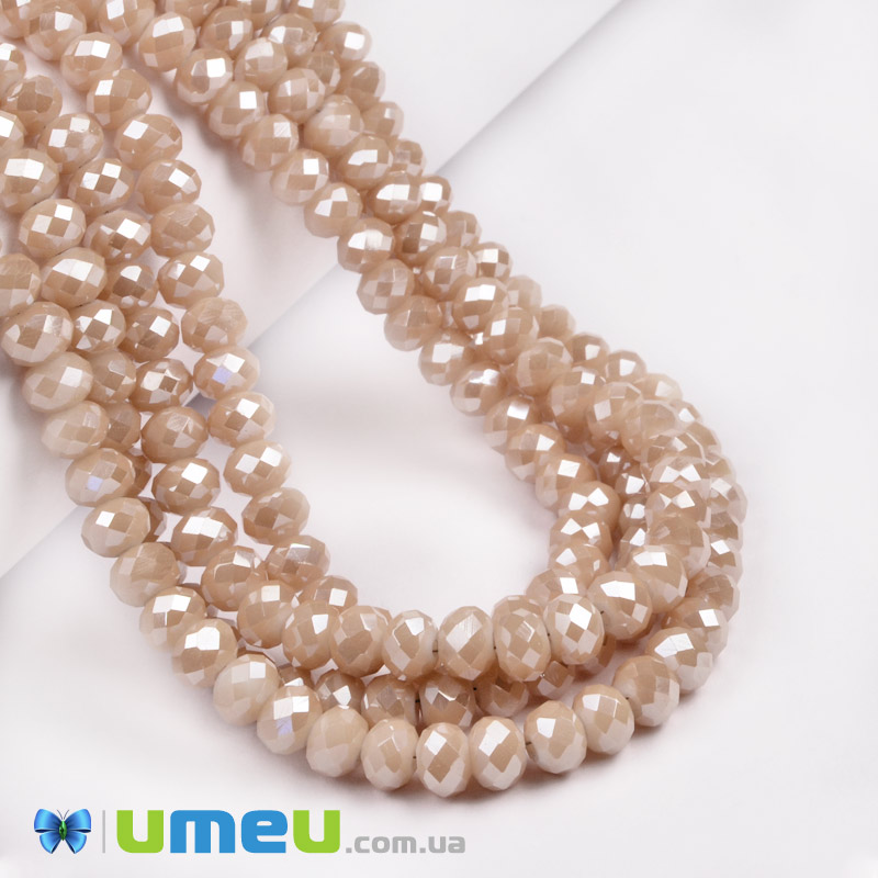 Намистини ронделі, 6х5 мм, Бежеві (BUS-049334)