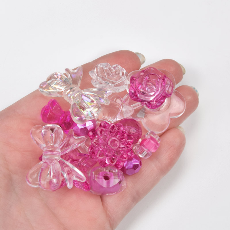 Намистини пластикові, Мікс малиновий (BUS-059572)