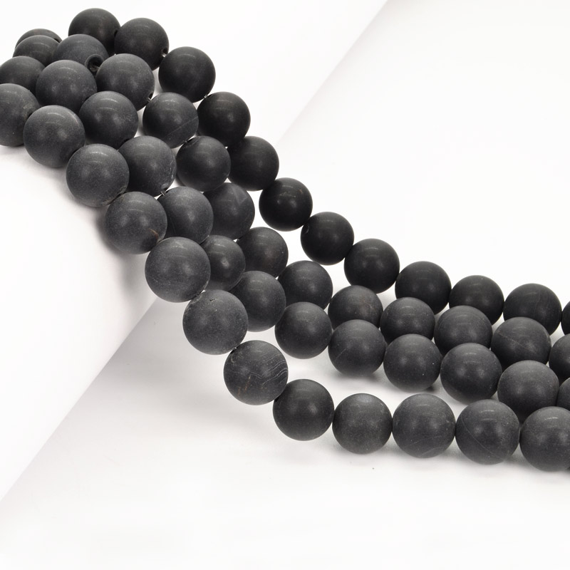 Бусины Агат черный матовый, Натур. камень, 12 мм, Круглые (BUS-051809)
