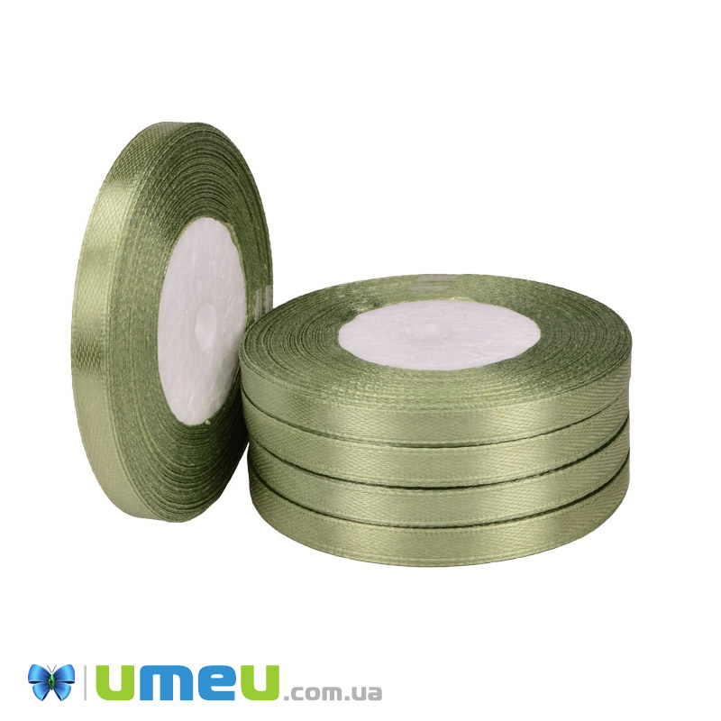 Атласна стрічка, 6 мм, Оливкова (LEN-050981)