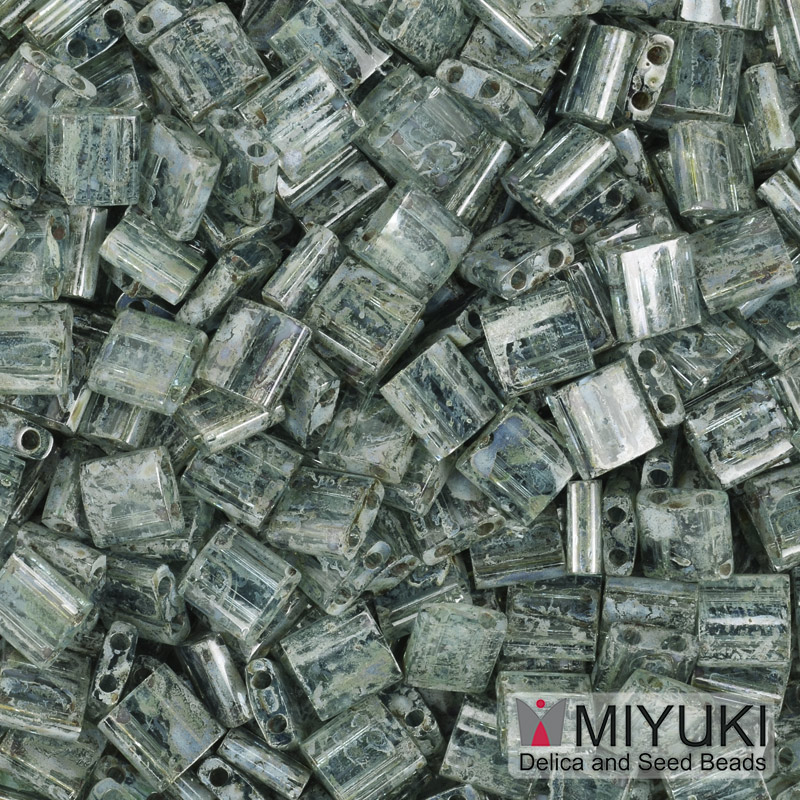 Бисер японский Miyuki TILA №4506, 5х5 мм, Зеленый Пикассо (BIS-053223)