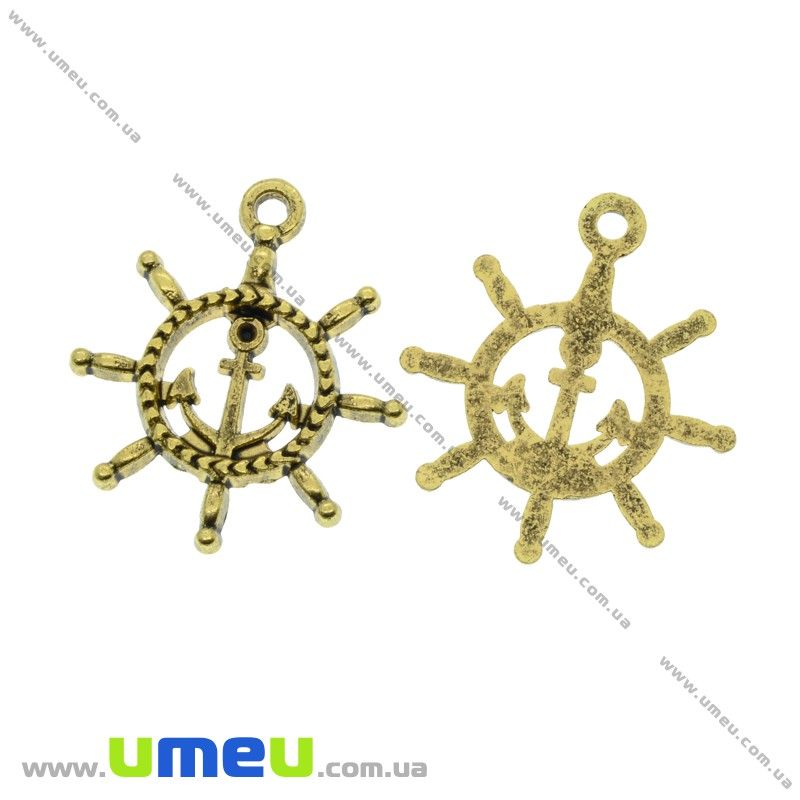 Подвеска метал. Штурвал, 27х23 мм, Античное золото (POD-001923)