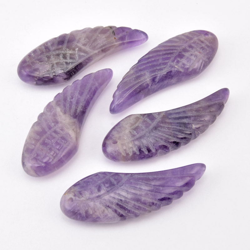 Підвіска Крило, Натур. камінь Аметист, 40х15х7,5 мм (POD-058672)