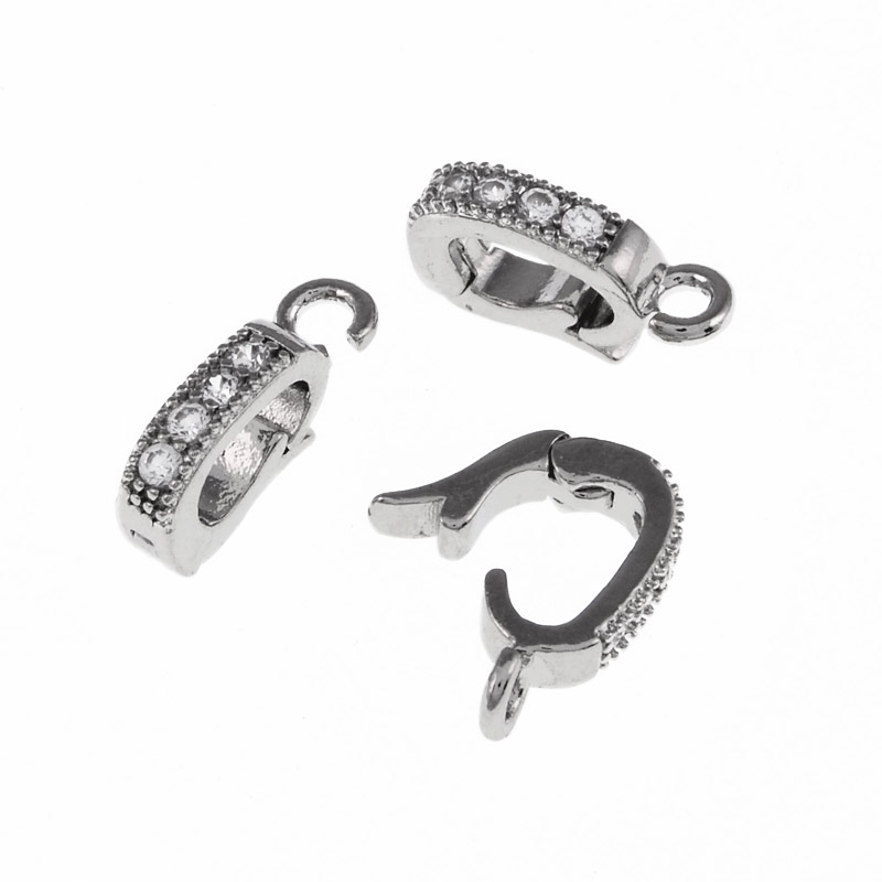 Бейл съёмный, 12,5 мм, Латунь с покрытием Родий, Куб. цирконий (OSN-055375)