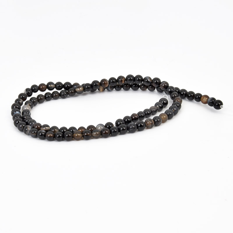 Бусины Агат коричневый, Натур. камень, 4 мм, Круглые (BUS-058089)