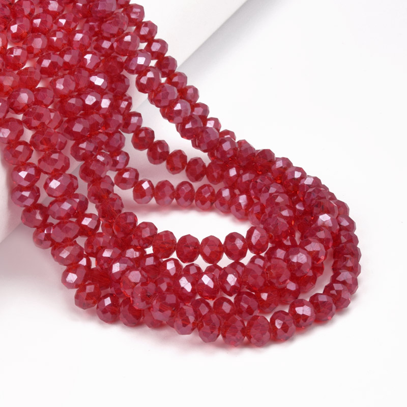 Намистини ронделі, 6х5 мм, Червоні AB (BUS-057097)