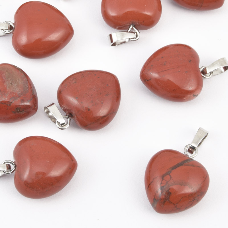 Подвеска Сердце, Синт. камень Яшма красная, 18х15х10 мм (POD-057913)