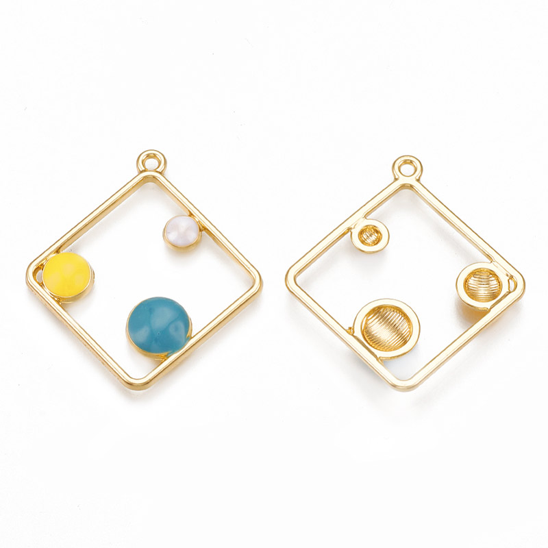 Підвіска метал. Ромб, 35,5 х32,5 мм, Світле золото (POD-053563)