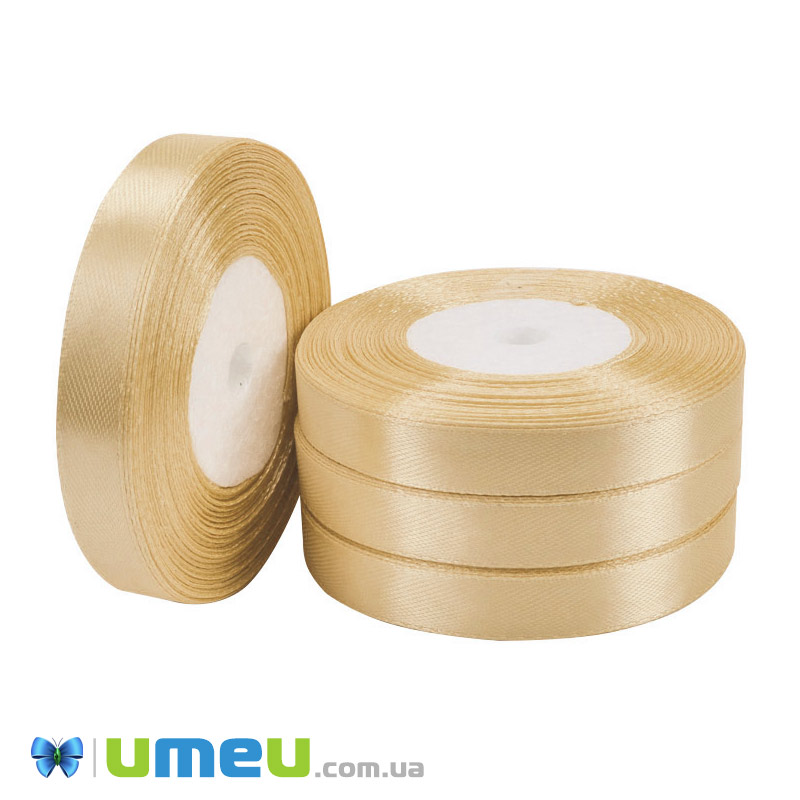 Атласная лента, 12 мм, Золотистая (LEN-051014)