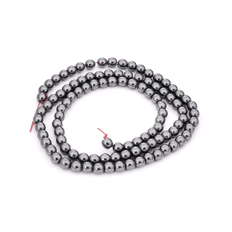 Намистини Гематит, Натур. камінь, 4 мм, Круглі (BUS-051775)