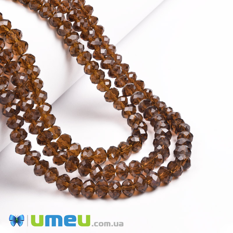 Бусины рондели, 6х5 мм, Коричневые (BUS-049337)