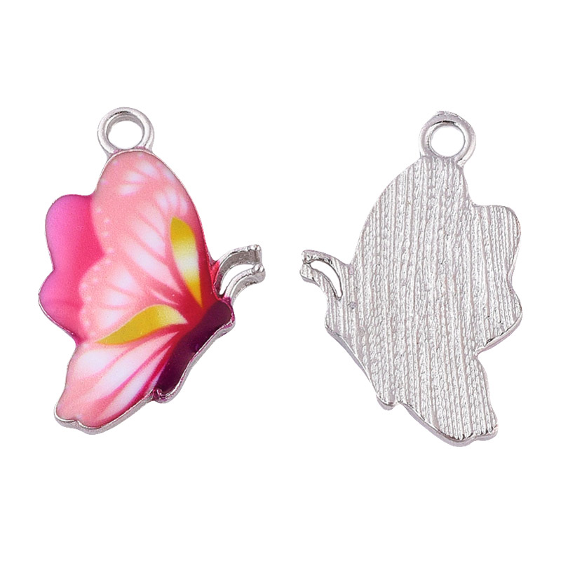 Підвіска метал. Метелик рожевий, 24х16 мм, Темне срібло (POD-053747)
