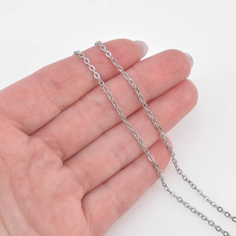 Цепь из нержавеющей стали, 2 мм, Темное серебро (ZEP-058386)