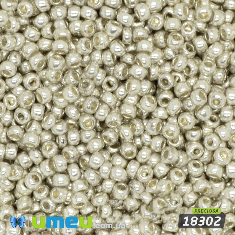 Бісер чеський №908 / 18302, Срібло, Металізований, 10/0 (BIS-019556)