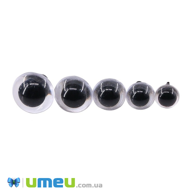 Глазки со штифтом круглые (с заглушками), 16 мм, Черно-белые (DIF-040470)