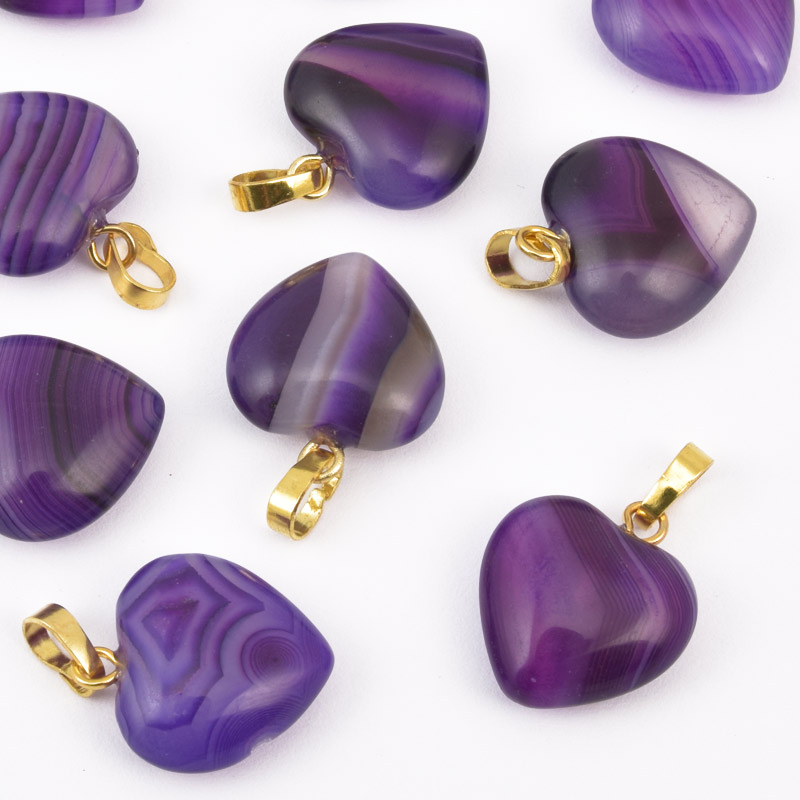 Підвіска Серце, Натур. камінь Агат фіолетовий, 18х15х10 мм (POD-057940)