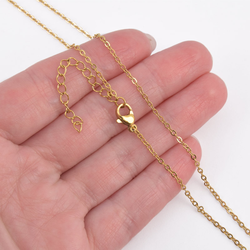 Основа на шию з нерж. ст. з подовжувачем, Золото, 1,7 мм, 60 см (STL-058311)