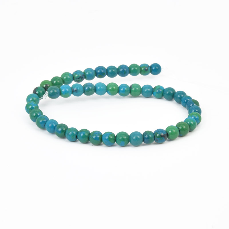 Бусины Хризоколла, Синт. камень, 6 мм, Круглые, 26 см (BUS-058054)