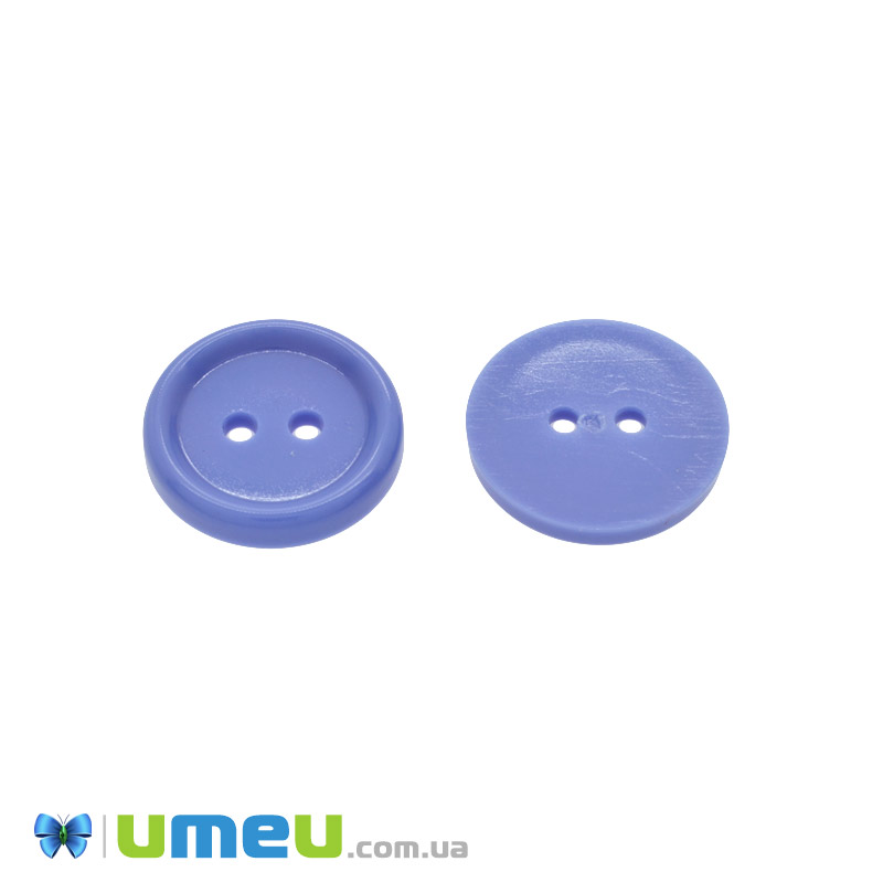 Пуговица пластиковая Круглая, 15 мм, Голубая (PUG-047950)