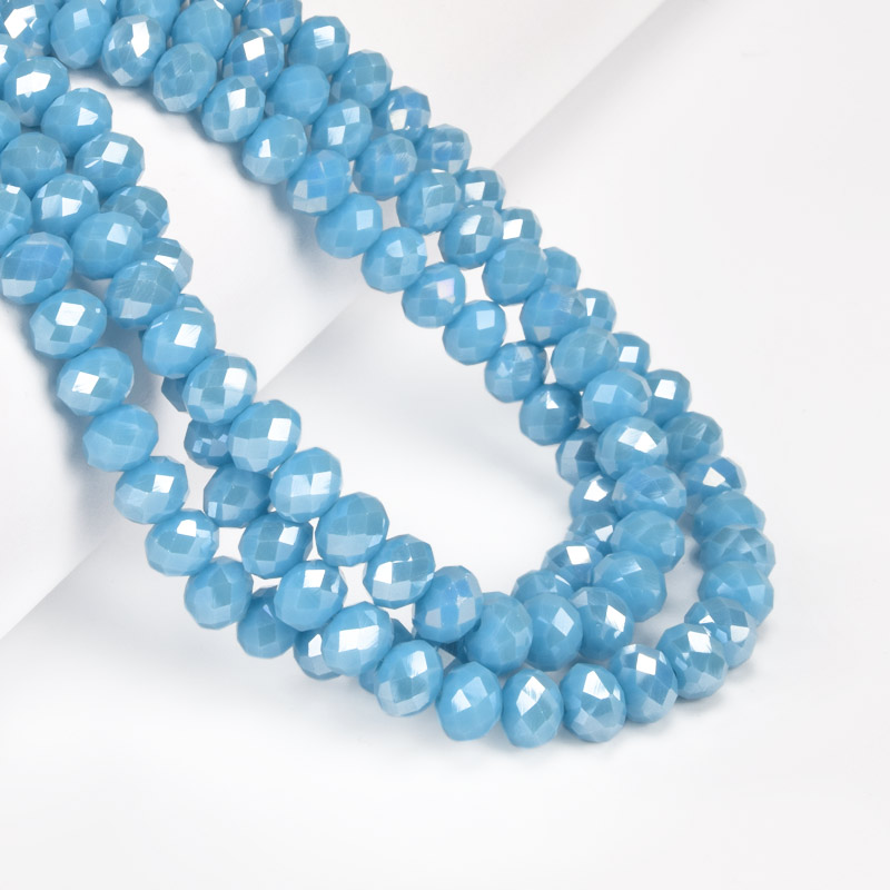 Намистини ронделі, 8х6 мм, Блакитні (BUS-057153)