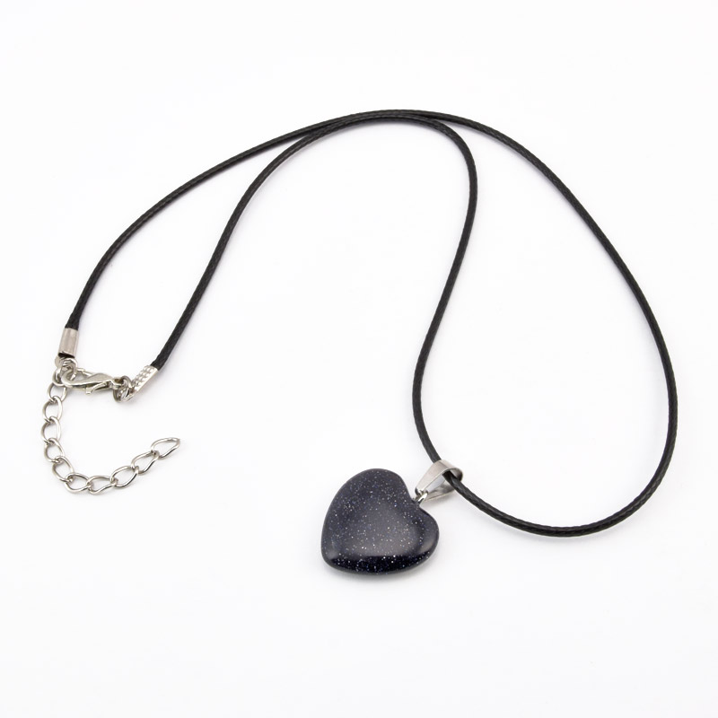 Підвіска на шнурку, Синт. камінь Авантюрин Золотий пісок синій (POD-058256)