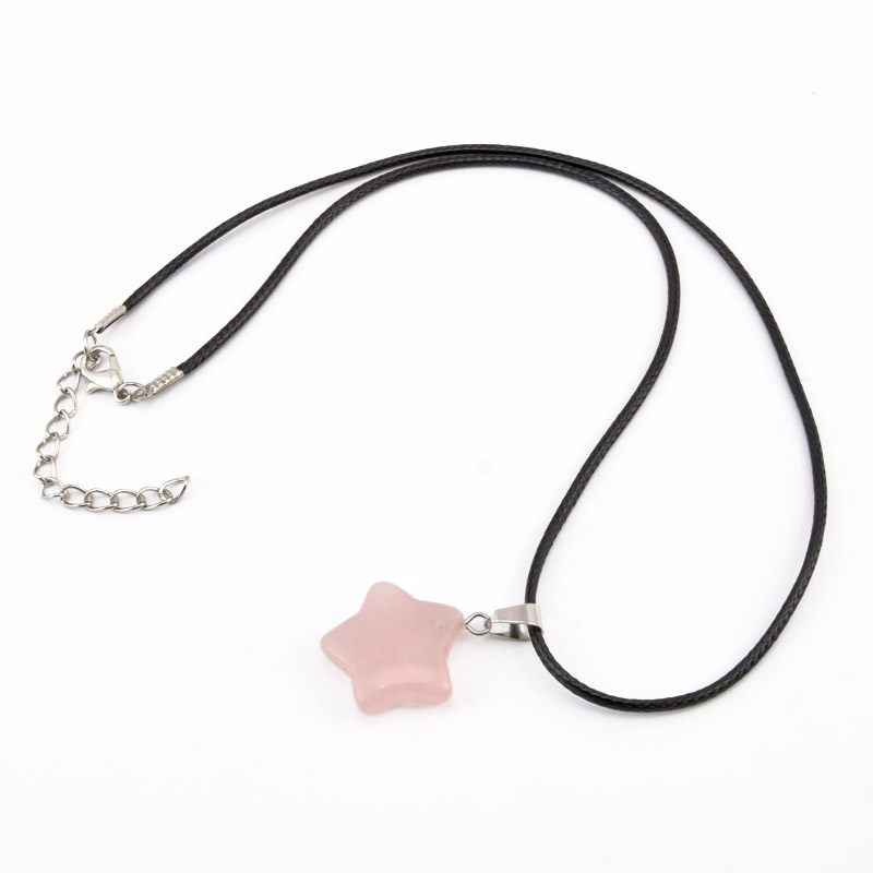 Підвіска на шнурку, Натур. камінь Кварц рожевий (POD-058263)