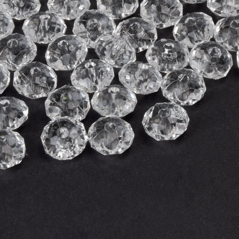 Бусины для сумок ОПТ, Акриловые, Рондели, 8х5 мм, Прозрачные (BUS-059955)