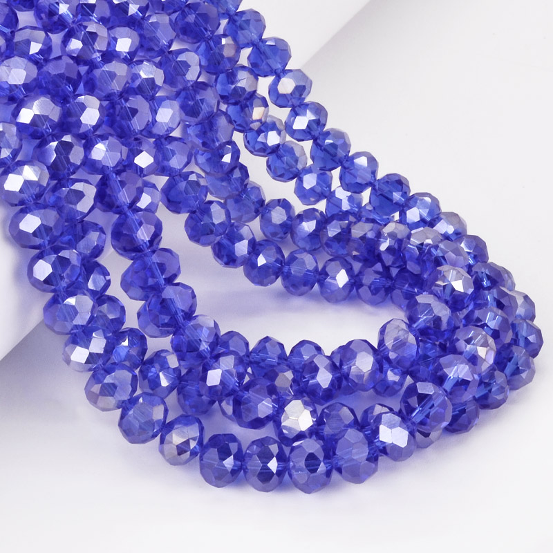 Намистини ронделі, 8х6 мм, Сині АВ (BUS-052177)